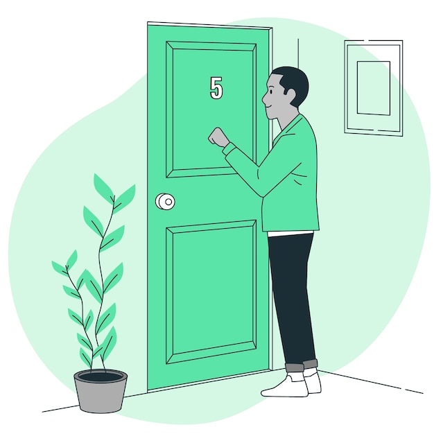 Llamando a la ilustración del concepto de puerta
