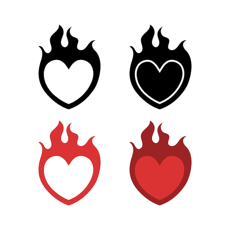 Vector las llamas del corazón establecidas