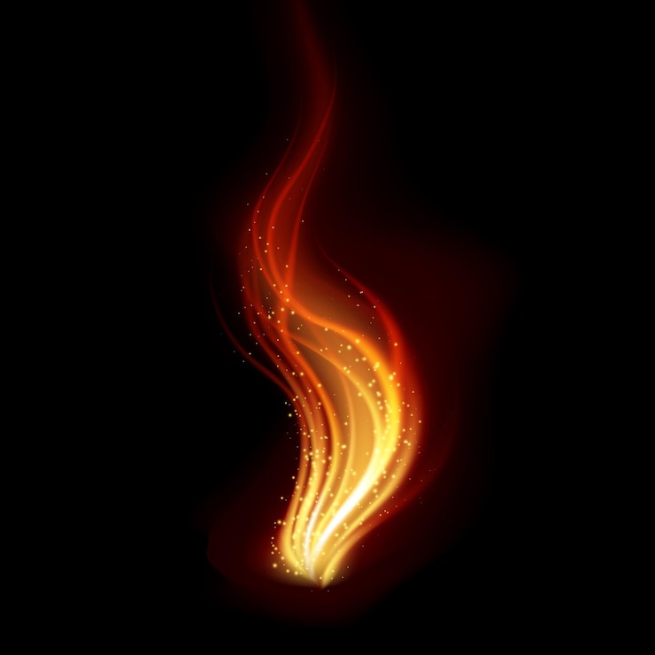 Vector llamas de fuego abstracto sobre fondo negro