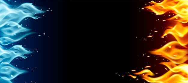 Llamas de fuego y efectos de fondo realista