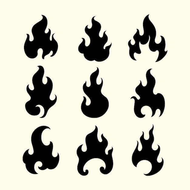Llamas de fuego establecer iconos vectoriales