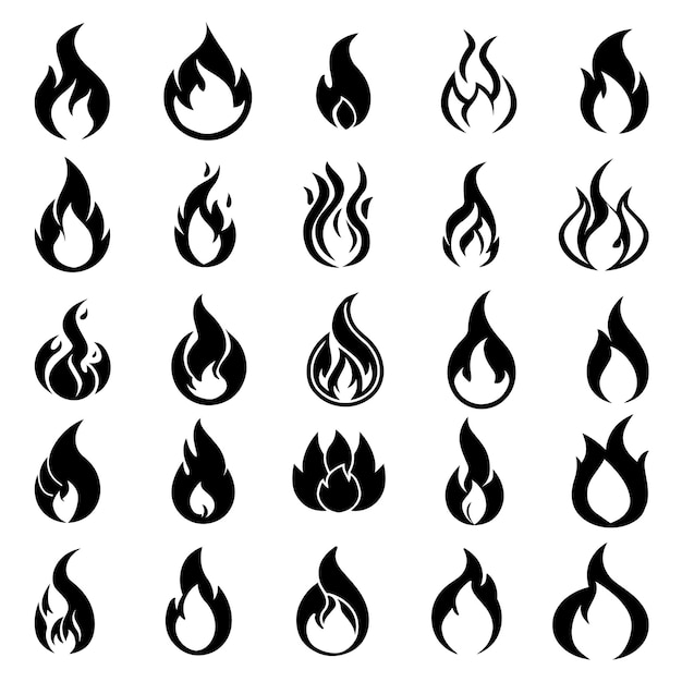 Llamas de fuego establecer iconos vectoriales