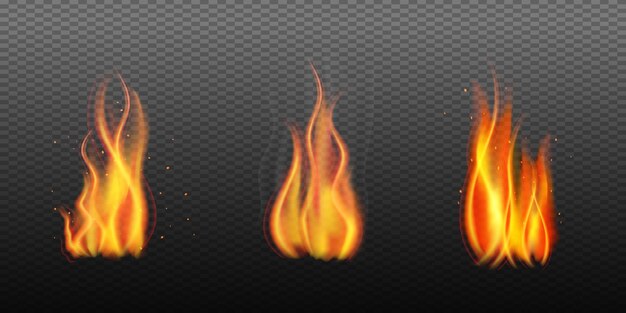 las llamas de fuego están en un fondo negro