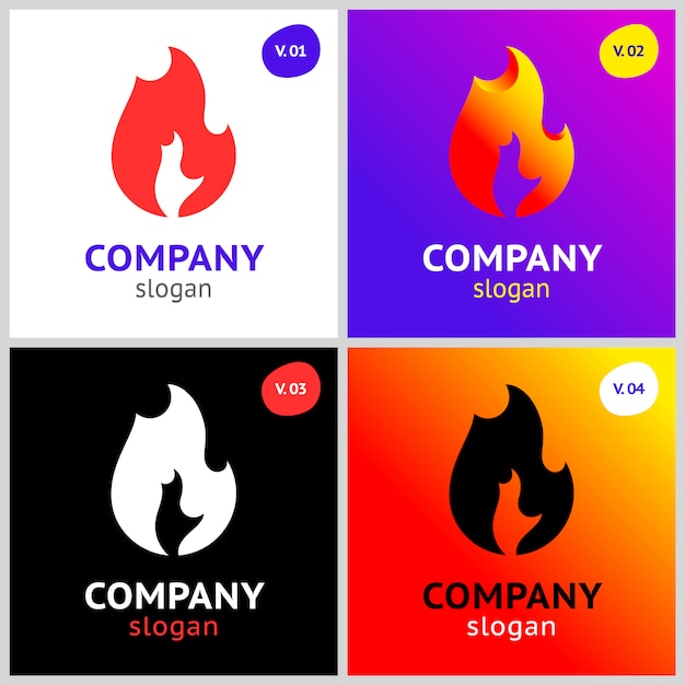Llamas de fuego, plantilla de logotipo para su diseño.