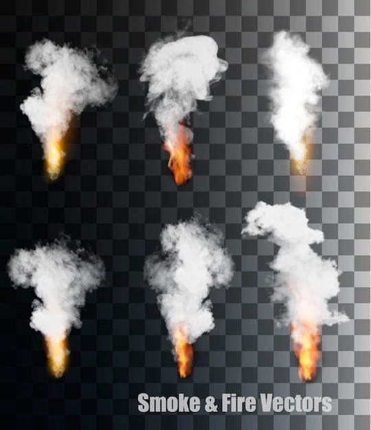 Llamas con iconos de vector de humo. Vector.