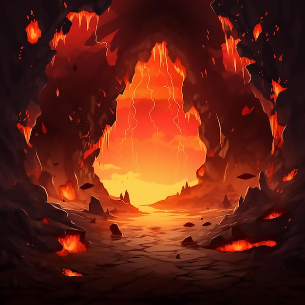 Vector las llamas del infierno ardientes explosión de hawaii desastre quemar brillante fantasía calor flujo de humo peligro cálido