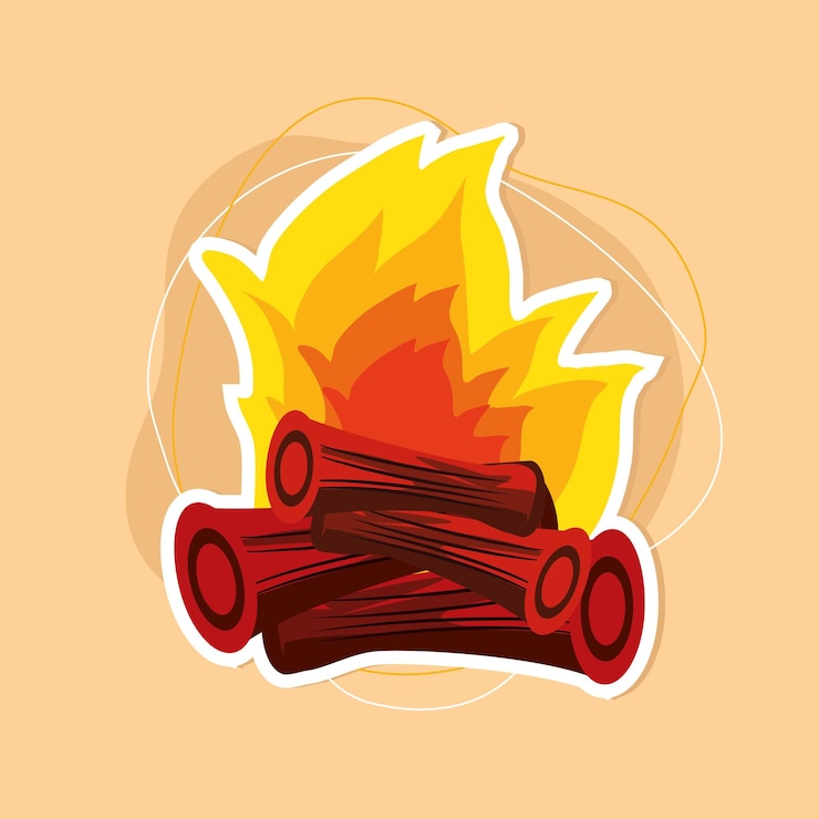 Vector llamas de madera de fogata