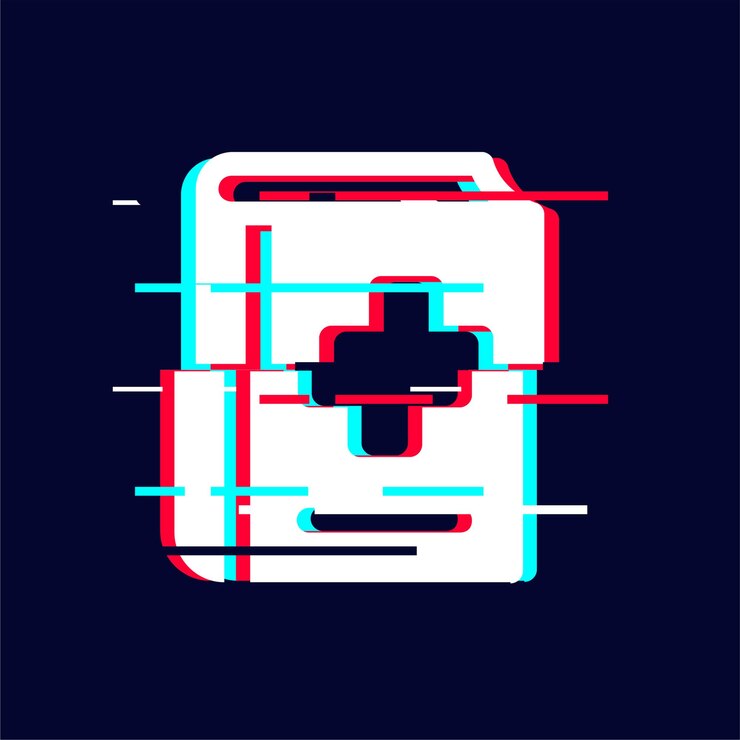 Vector el llamativo icono de un libro de medicina con fallas
