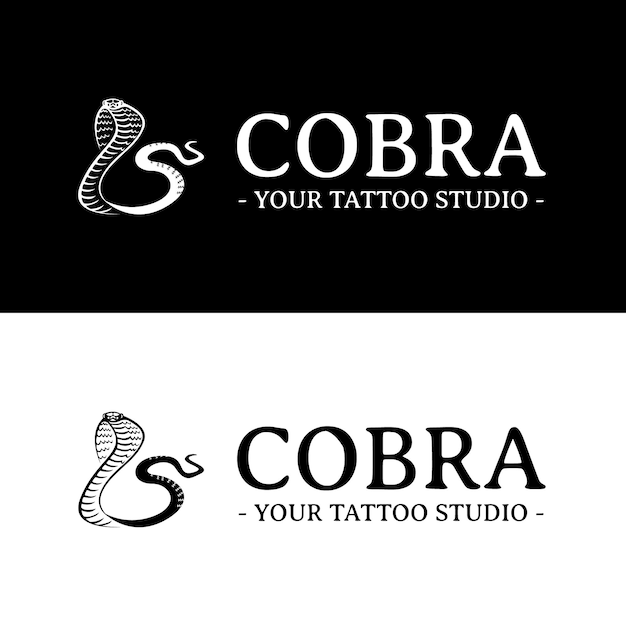 El llamativo logotipo de cobra que simboliza la fuerza y el coraje perfecto para un estudio de tatuajes o una marca de ropa