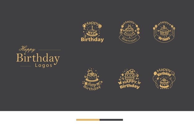 El llamativo logotipo de cumpleaños Bundle Artwork de estilo clásico