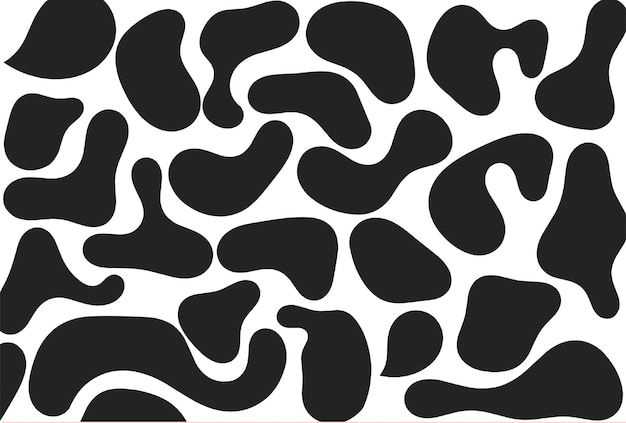 Un llamativo patrón con formas negras orgánicas sobre un fondo blanco ideal para el diseño moderno