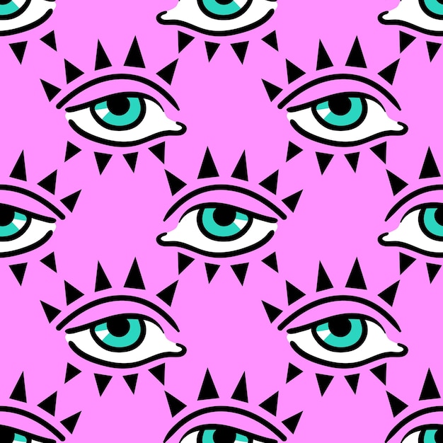 Este llamativo patrón vintage muestra ojos juguetones en un diseño groovy que refleja el vibrante