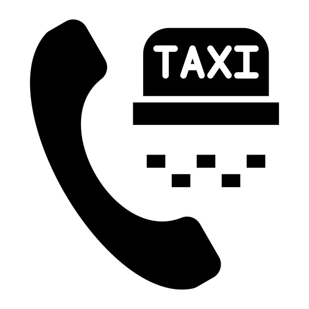 Vector llame a taxi glyph ilustración negra sólida