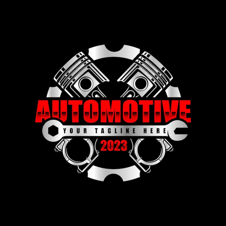 Vector llave automotriz con vector de diseño de logotipo de pistón