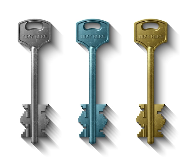 llave de la cerradura de la puerta, objeto realista