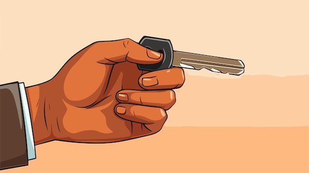Llave del coche en la mano Estilo plano simple aislado sobre fondo blanco
