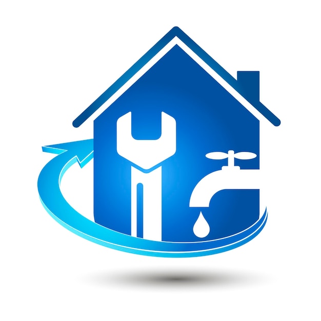 Vector llave de grifo de agua y servicio de reparación de plomería de la casa