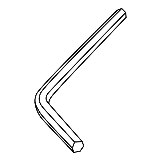 Llave hexagonal dibujada a mano Ilustración vectorial de la llave inglesa de Allen Contorno negro