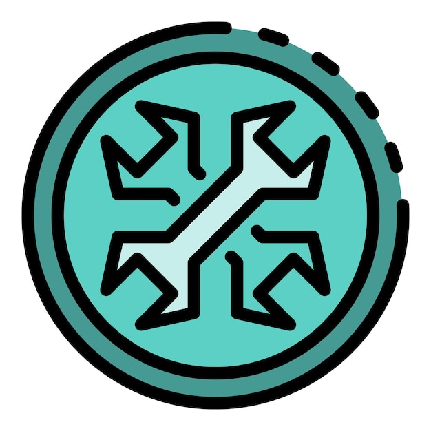 Llave en el icono del círculo Contorno de la llave en el círculo Icono vectorial de color plano aislado