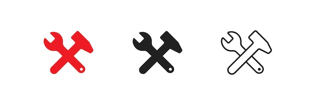 Llave de reparación simple conjunto de iconos aislados Concepto de símbolo de servicio en estilo plano vectorial