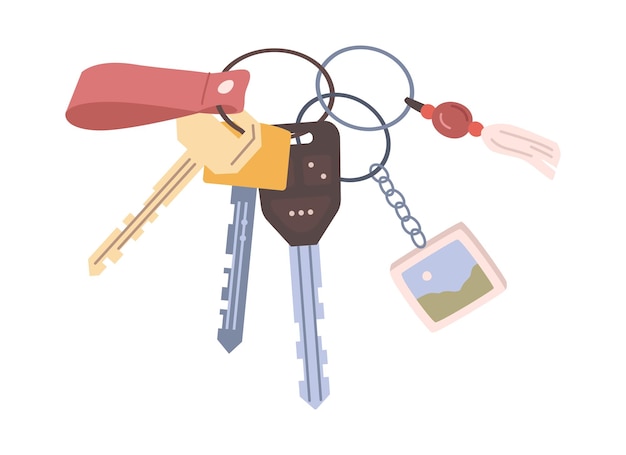 Llaves de apartamento con llaveros de dibujos animados
