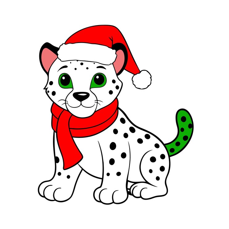 Vector llevando el sombrero y la bufanda de papá noel sobre un fondo blanco