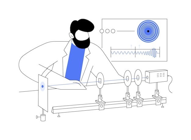 Llevar a cabo el experimento láser concepto abstracto ilustración vectorial