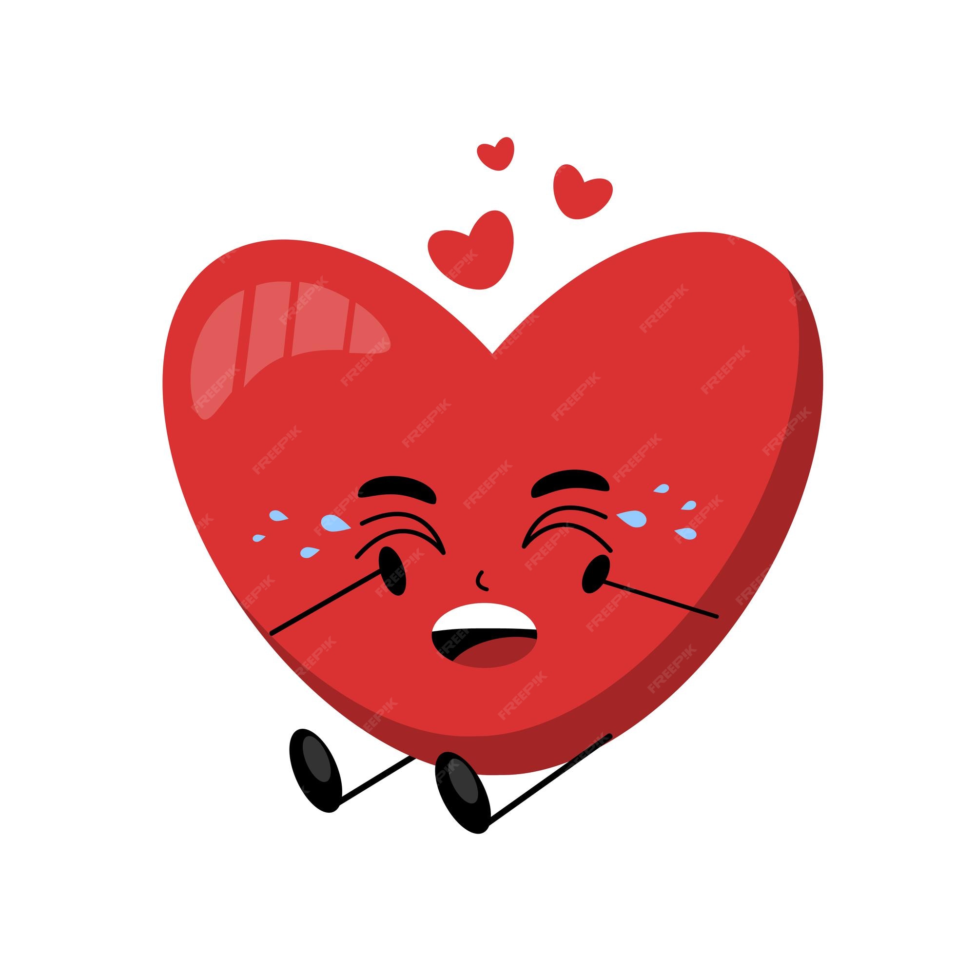 Llorando vector corazón rojo corazón carácter expresando sentimientos de  amor lágrimas flujo triste dibujos animados | Vector Premium