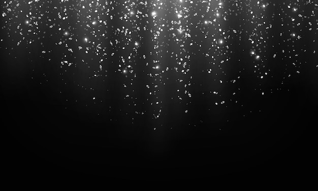 La lluvia de brillo plateado brillante es una ilustración vectorial realista