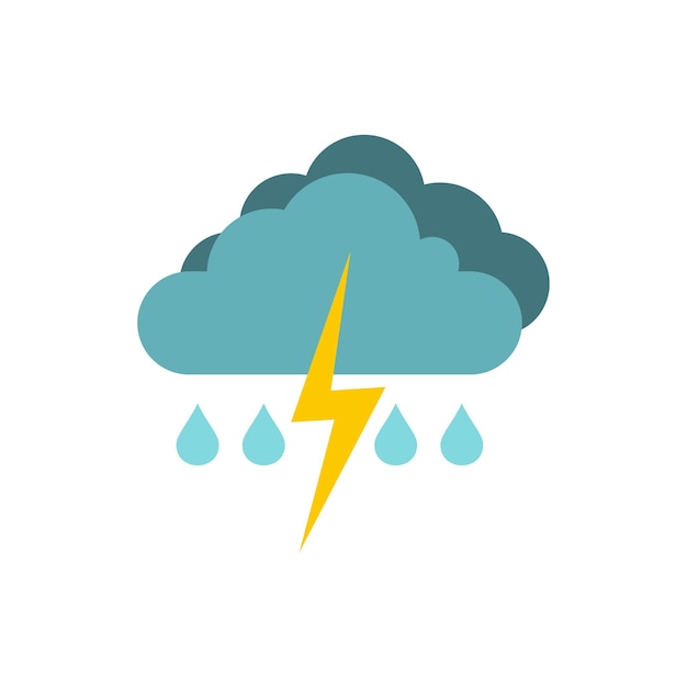 Lluvia con icono de tormenta en estilo plano aislado sobre fondo blanco Símbolo del tiempo