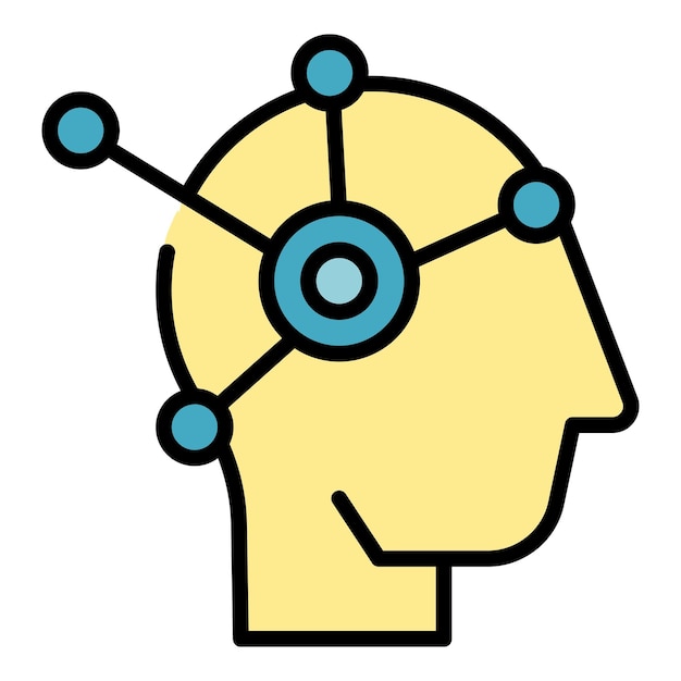 Lluvia de ideas icono contorno vector Percepción visual Proceso cognitivo color plano