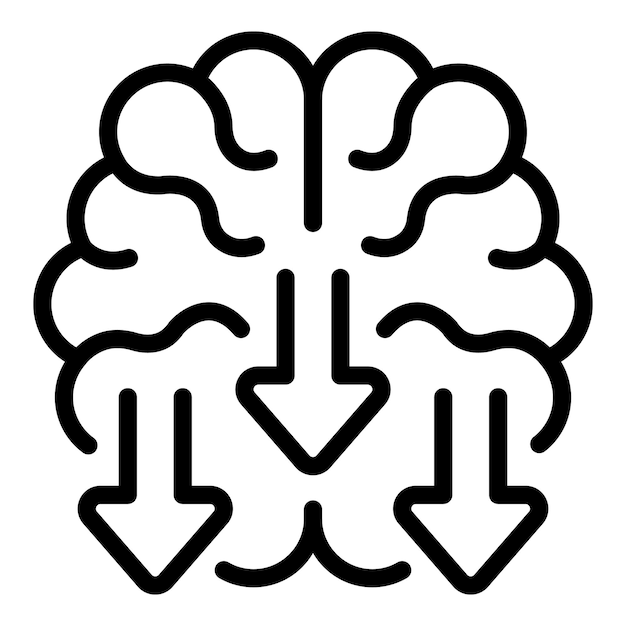 Lluvia de ideas icono mental contorno vector Estrés laboral Persona de salud
