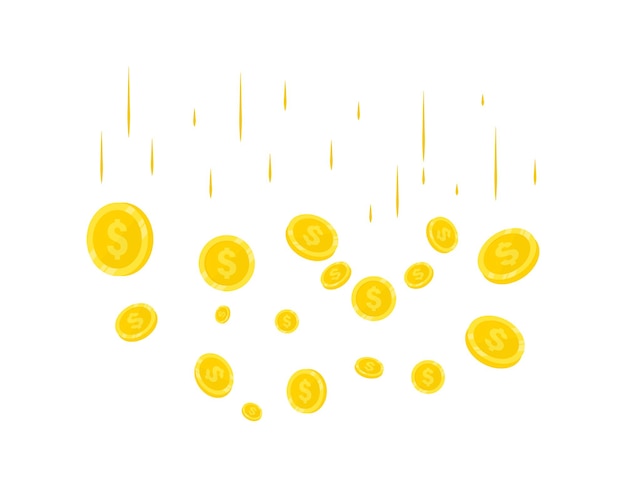 Lluvia de monedas de oro realistas. Monedas dinero cayendo. Jackpot o concepto de éxito para su casino en línea. Fondo moderno de monedas de oro voladoras. Caída de dinero. Explosión de monedas de oro en el fondo