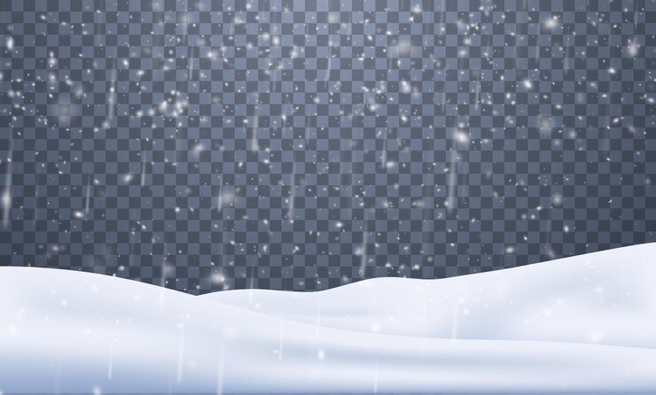 Vector la lluvia y la nieve caen sobre un fondo transparente telón de fondo de invierno para navidad