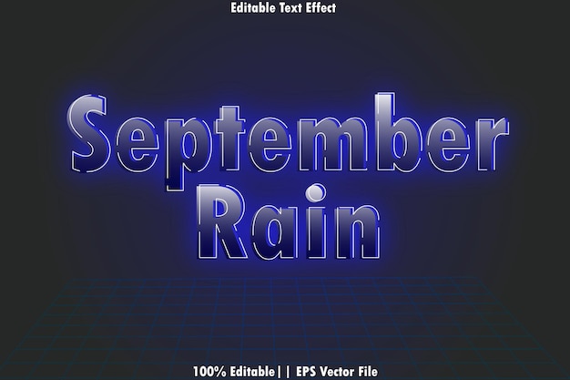 Lluvia de septiembre Efecto de texto editable Estilo Emboos