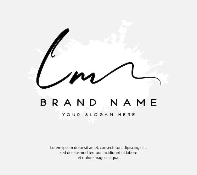 Lm lm letra inicial escrita a mano y logotipo de la firma