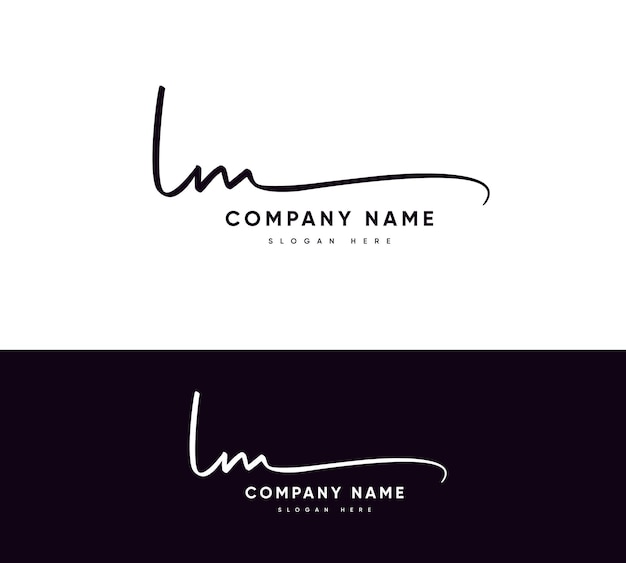 lm lm letra inicial letra manuscrita y logotipo de firma