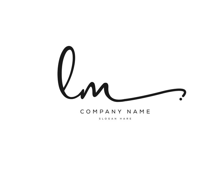 lm lm letra inicial letra manuscrita y logotipo de firma