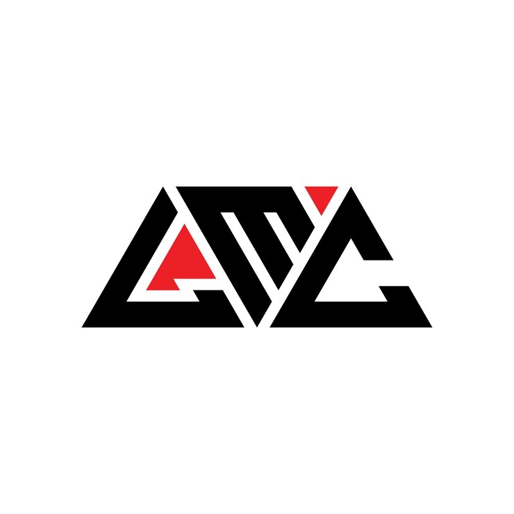 Vector lmc triángulo diseño de la letra del logotipo con forma de triángulo lmc diseño del logotipo del triángulo monograma lmc logotipo del vector triángulo con color rojo logotipo triangular lmc sencillo elegante y lujoso logotipo lmc
