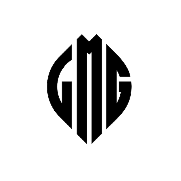 Vector lmg diseño de logotipo de letras circulares con forma de círculo y elipse lmg letras elípticas con estilo tipográfico las tres iniciales forman un logotipo de círculo lmg círculo emblema monograma abstracto letra marca vector