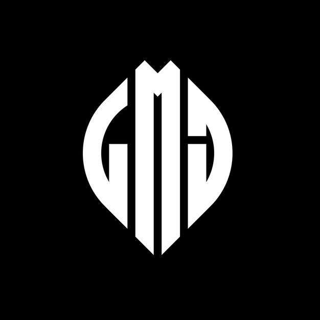 LMJ diseño de logotipo de letras circulares con forma de círculo y elipse LMJ letras elípticas con estilo tipográfico Las tres iniciales forman un logotipo de círculo LMJ emblema de círculo Monograma abstracto letra marca vector