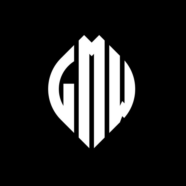 LMW diseño de logotipo de letras circulares con forma de círculo y elipse LMW letras elípticas con estilo tipográfico Las tres iniciales forman un logotipo de círculo LMW emblema de círculo Monograma abstracto letra marca vector