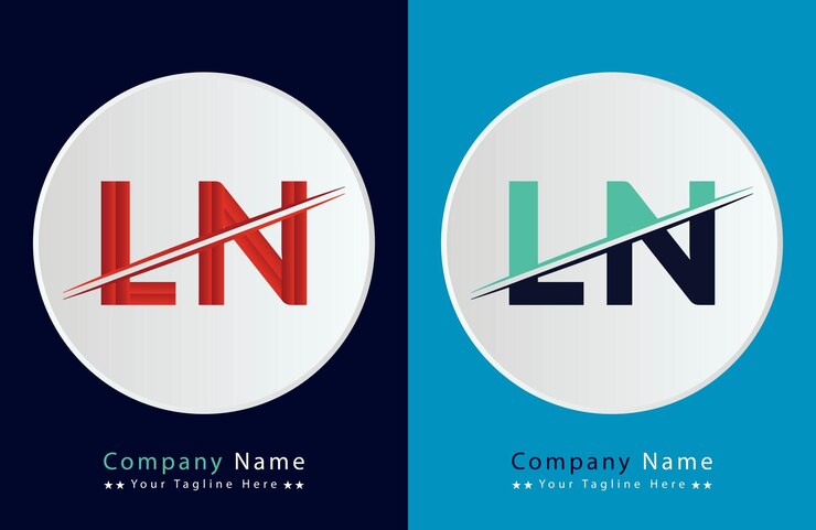 Vector ln letra logotipo colorido en el círculo vector ilustración del logotipo