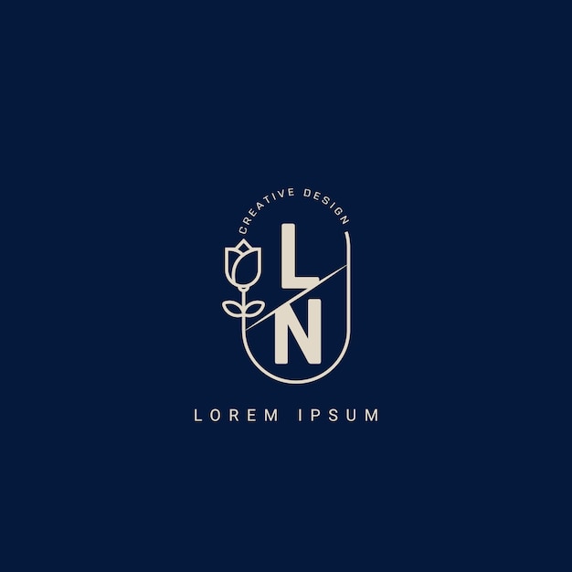 LN o letra NL logotipo creativo con concepto floral de belleza vector premium
