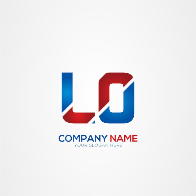 LO Creative Modern Letters Diseño del logotipo Elemento rojo y azul