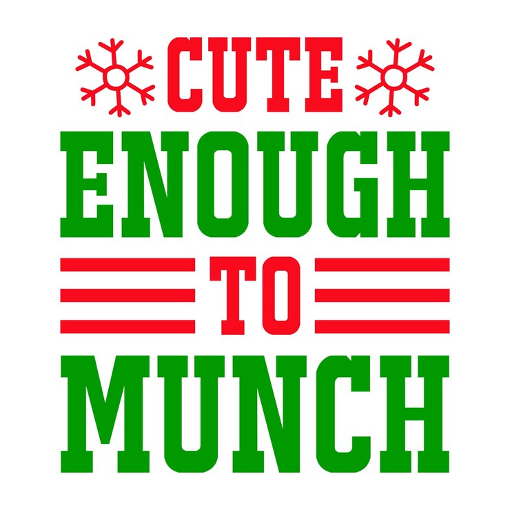 Vector lo suficientemente lindo como para masticar texto cita de navidad tipografía ondulada retro sublimación svg sobre fondo blanco