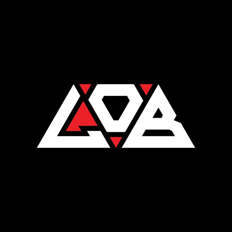 Vector lob diseño de logotipo de letra triangular con forma de triángulo lob diseño del logotipo triangular monograma lob plantilla de logotipo vectorial triángulo con color rojo lob logo triangular sencillo elegante y lujoso lob