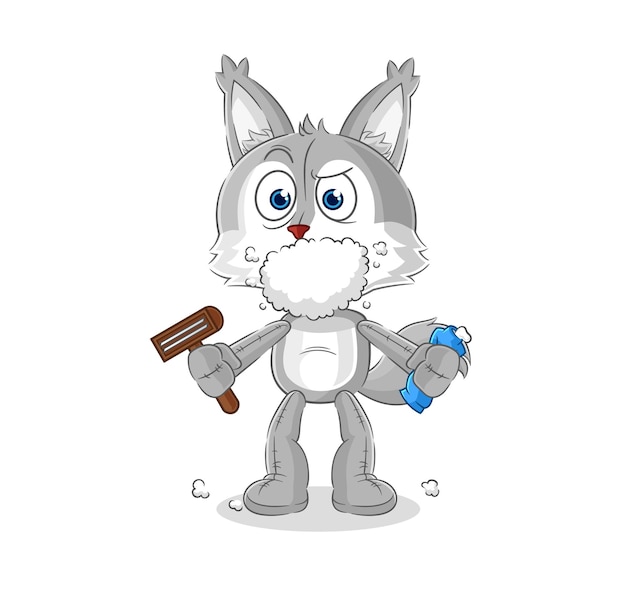 Lobo afeitado personaje de dibujos animados de vector de vello facial