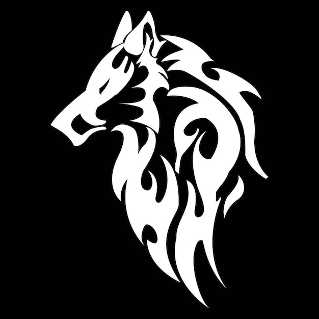 lobo arte vectorial lobo blanco y negro arte vectorial arte lineal