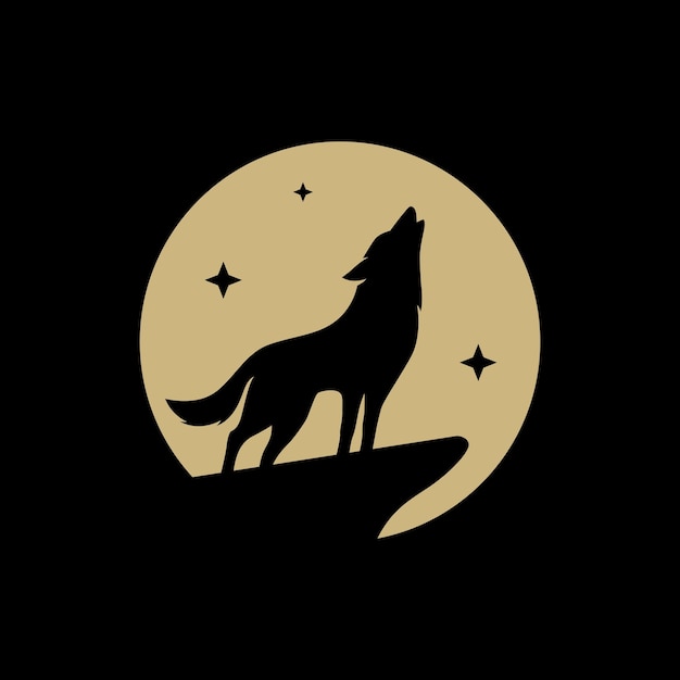 Vector el lobo aúlla bajo la luna llena